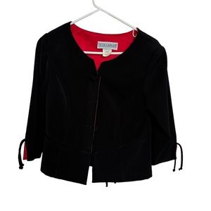 Jessica Howard 2 Piece Black & Red Light Blazer Top With Skirt Set Size: 6 GUC